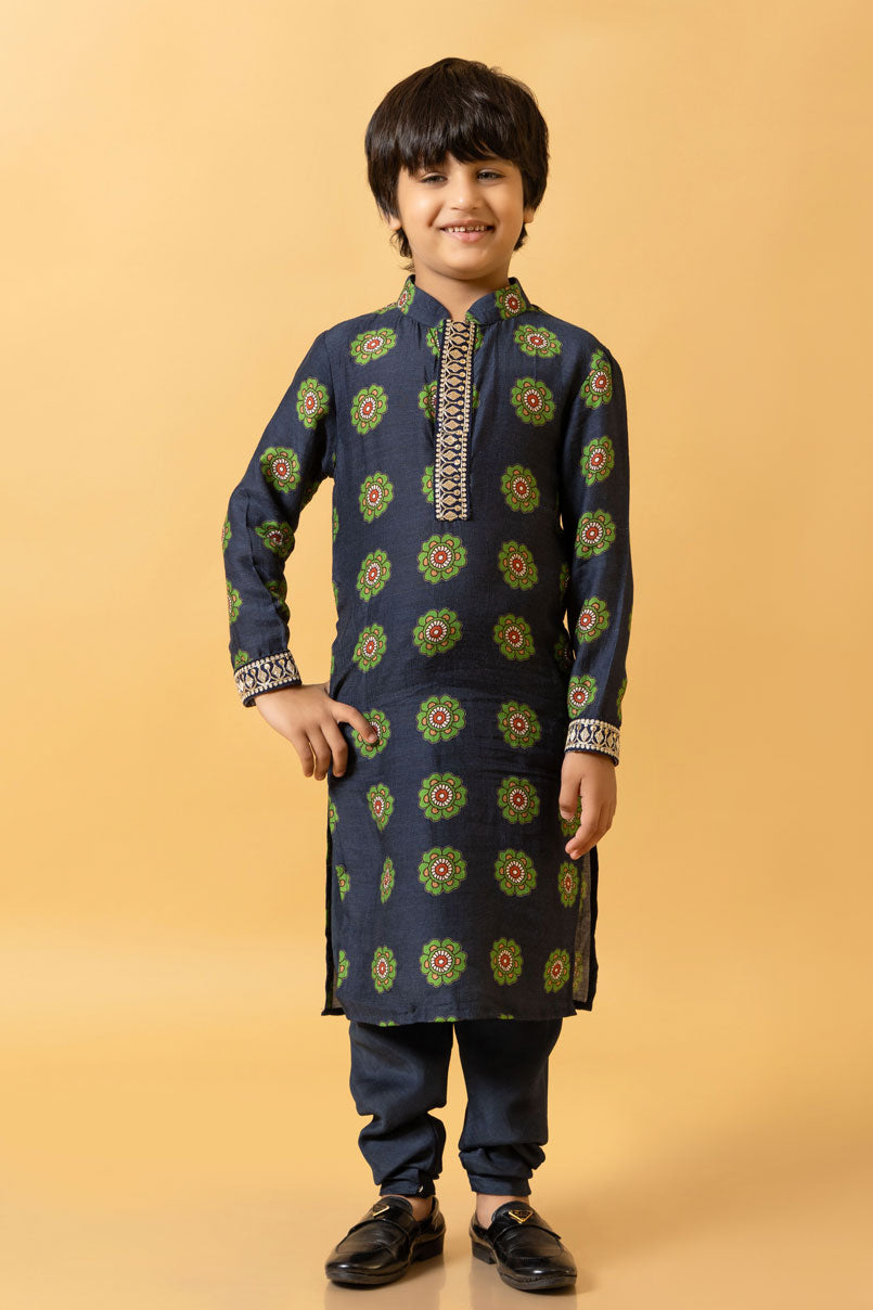 NEEL KURTA + CHURIDAR SET of 3 (kurta + churidar + jacket ) | SHOBITAM