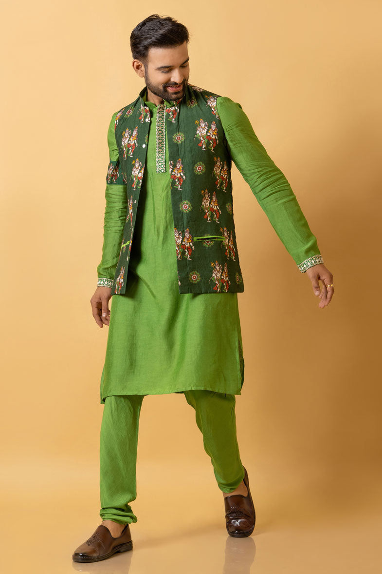 LASYA SHIV-PARVATI SET OF 3 ( kurta + churidar + jacket ) | SHOBITAM