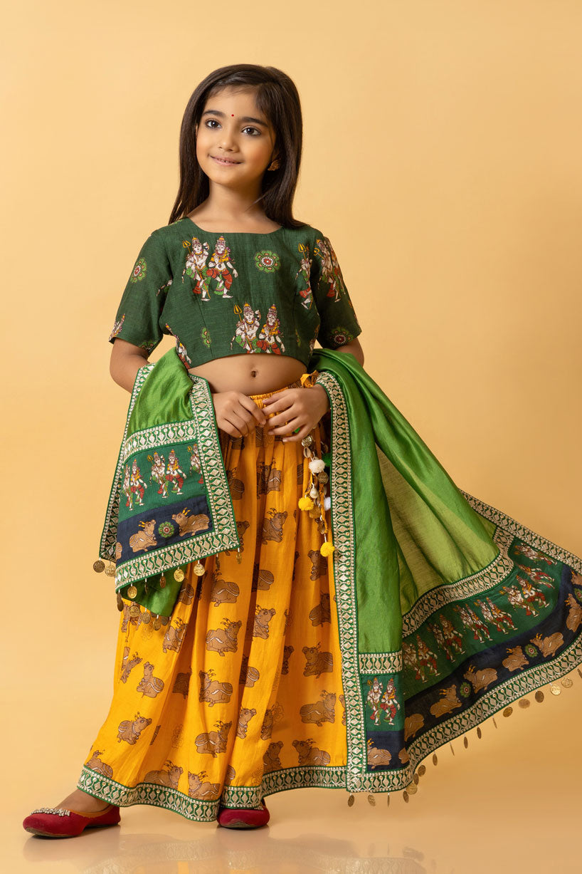LASYA SHIV-PARVATI LEHENGA SET GIRL( skirt + dupatta + blouse) | SHOBITAM