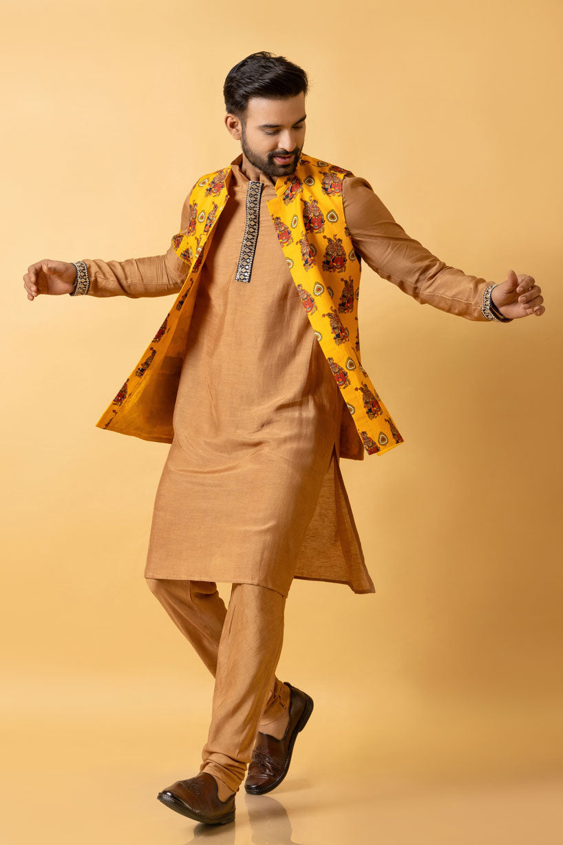 RAS LILA KRISHNA-RADHA SET OF 3 ( kurta + churidar + jacket ) | SHOBITAM