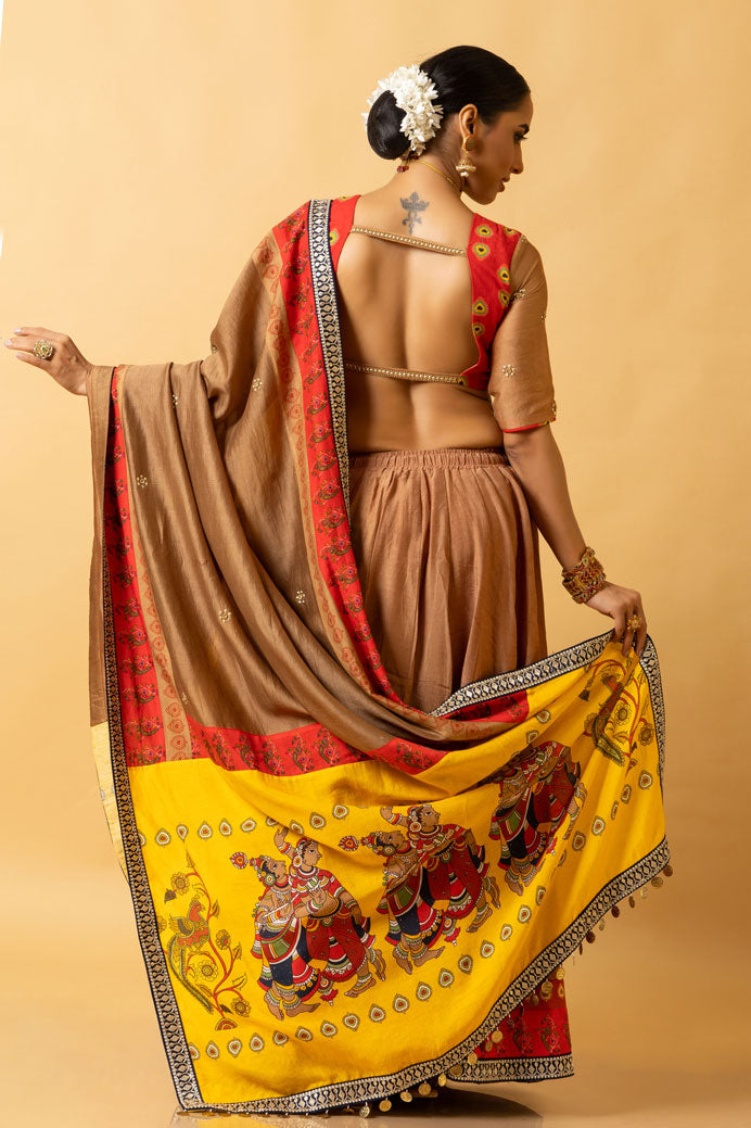 RAS LILA RADHA-KRISHNA EMBROIDERED DUPATTA | SHOBITAM