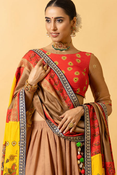 RAS LILA RADHA-KRISHNA EMBROIDERED DUPATTA | SHOBITAM