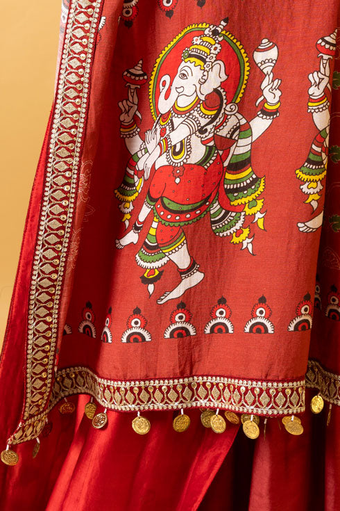 NATYA GANAPATI EMBROIDERED DUPATTA | SHOBITAM
