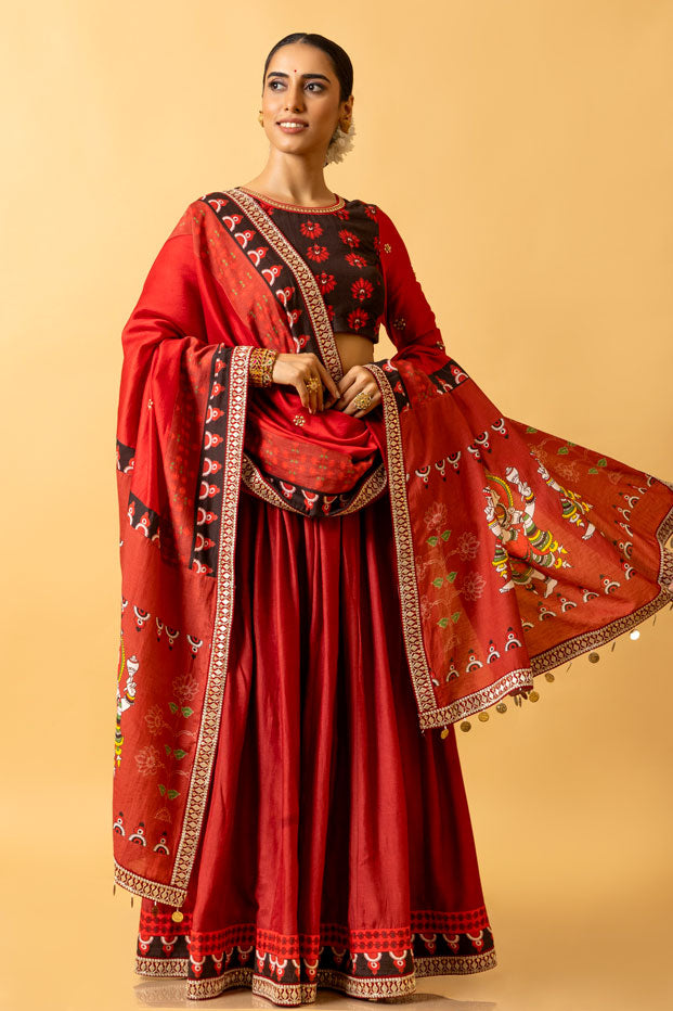 NATYA GANAPATI EMBROIDERED DUPATTA | SHOBITAM