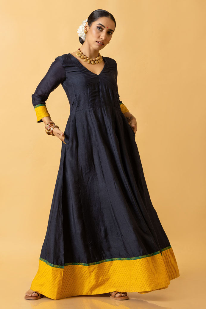 NEEL ANARKALI DRESS + LASYA SHIV-PARVATI DUPATTA ( SET OF 2) | SHOBITAM