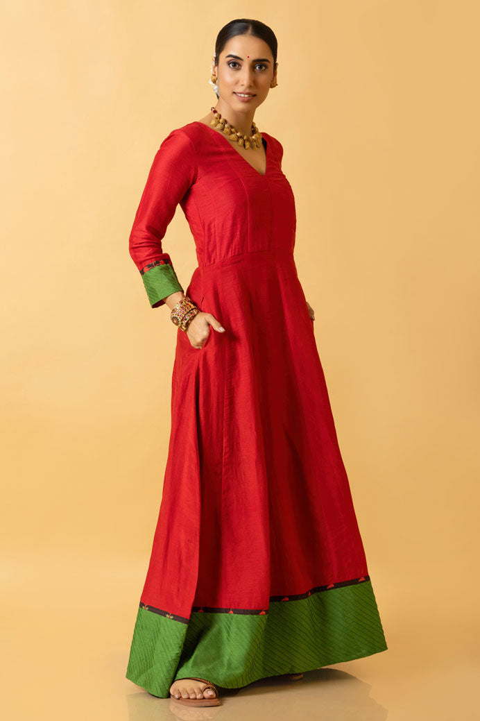 KUMKUM ANARKALI DRESS + NATYA GANAPATI DUPATTA ( SET OF 2) | SHOBITAM