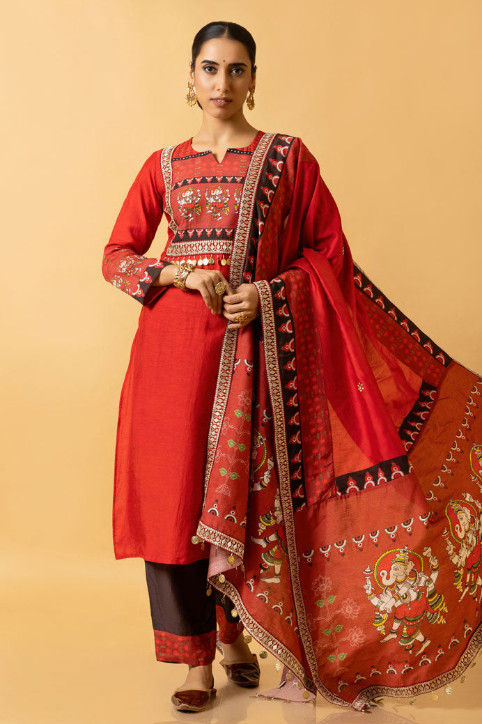 NATYA GANAPATI EMBROIDERED DUPATTA | SHOBITAM