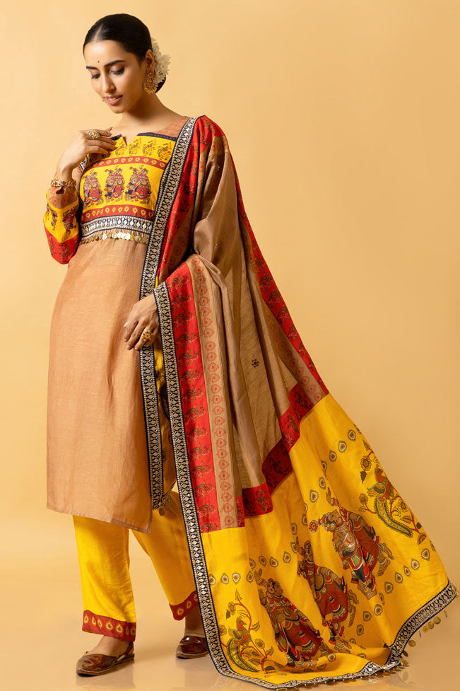 RAS LILA RADHA-KRISHNA EMBROIDERED DUPATTA | SHOBITAM