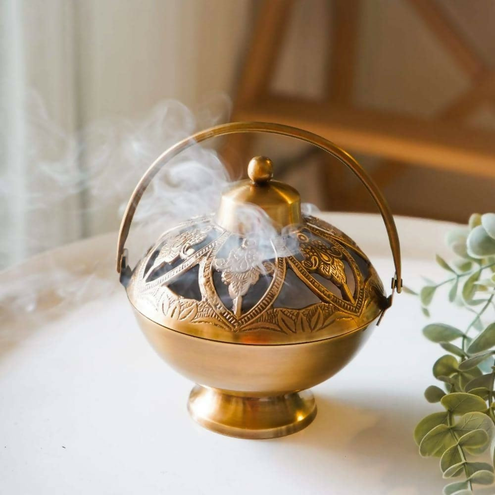 Vintage Brass Loban Burner Lamp with Handle