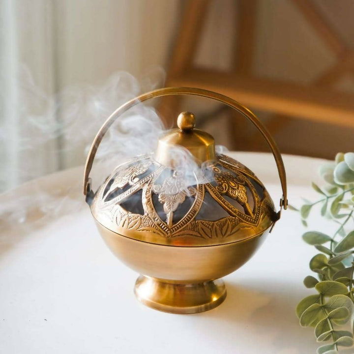 Vintage Brass Loban Burner Lamp with Handle