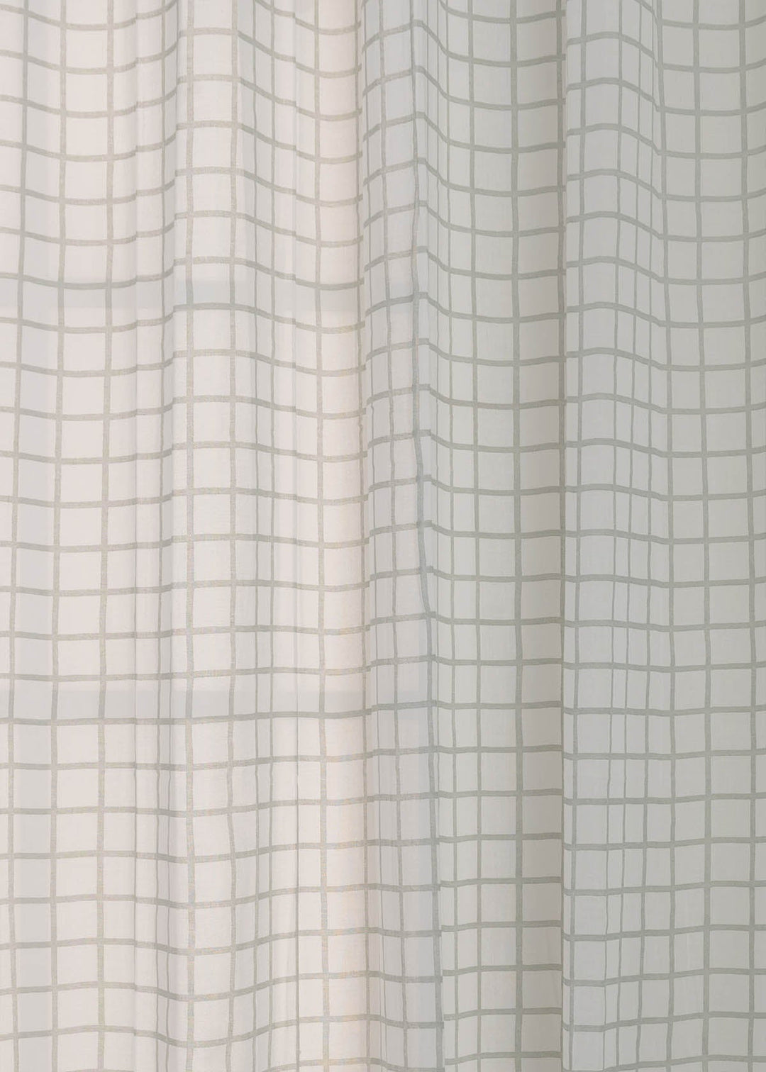Uneven checks geometric 100 % cotton sheer curtain for Living room & bedroom - Light filtering - Grey - Single Piece | SHOBITAM