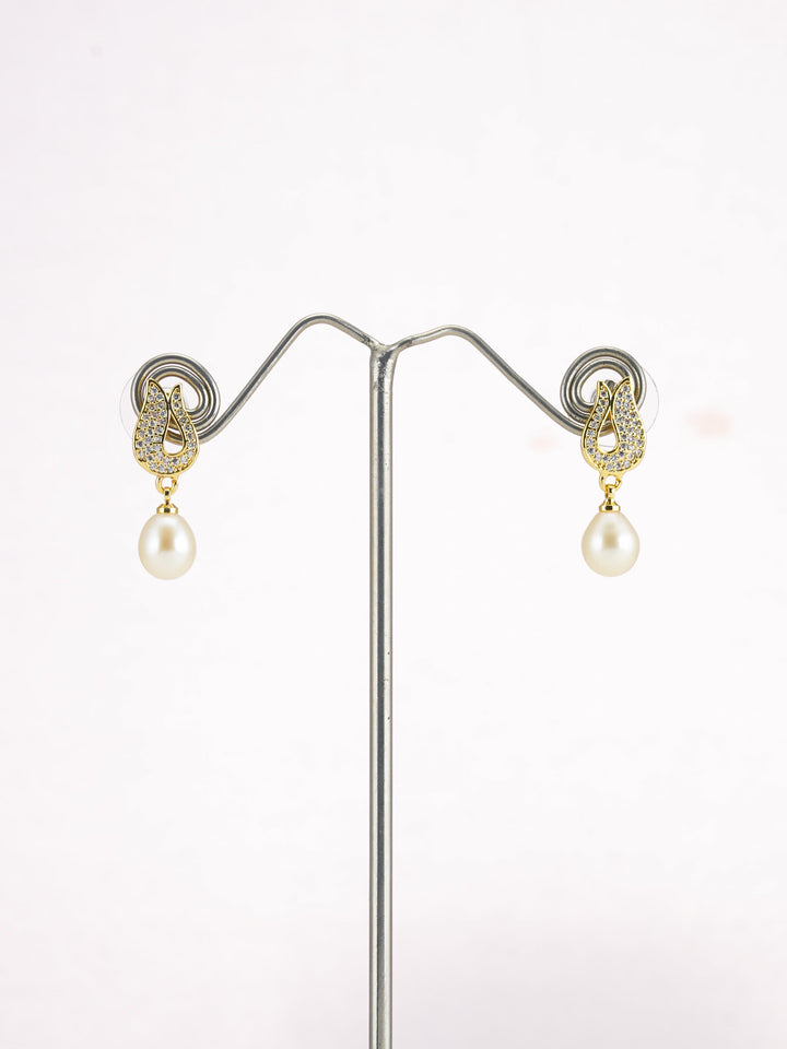 Pure Pearls Drop Earrings with powder AD stones