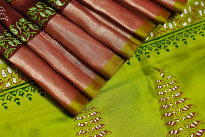 Uppada Silk Garnet Red Silver-zari Jugalbandhi Garnet Garden Saree | SHOBITAM