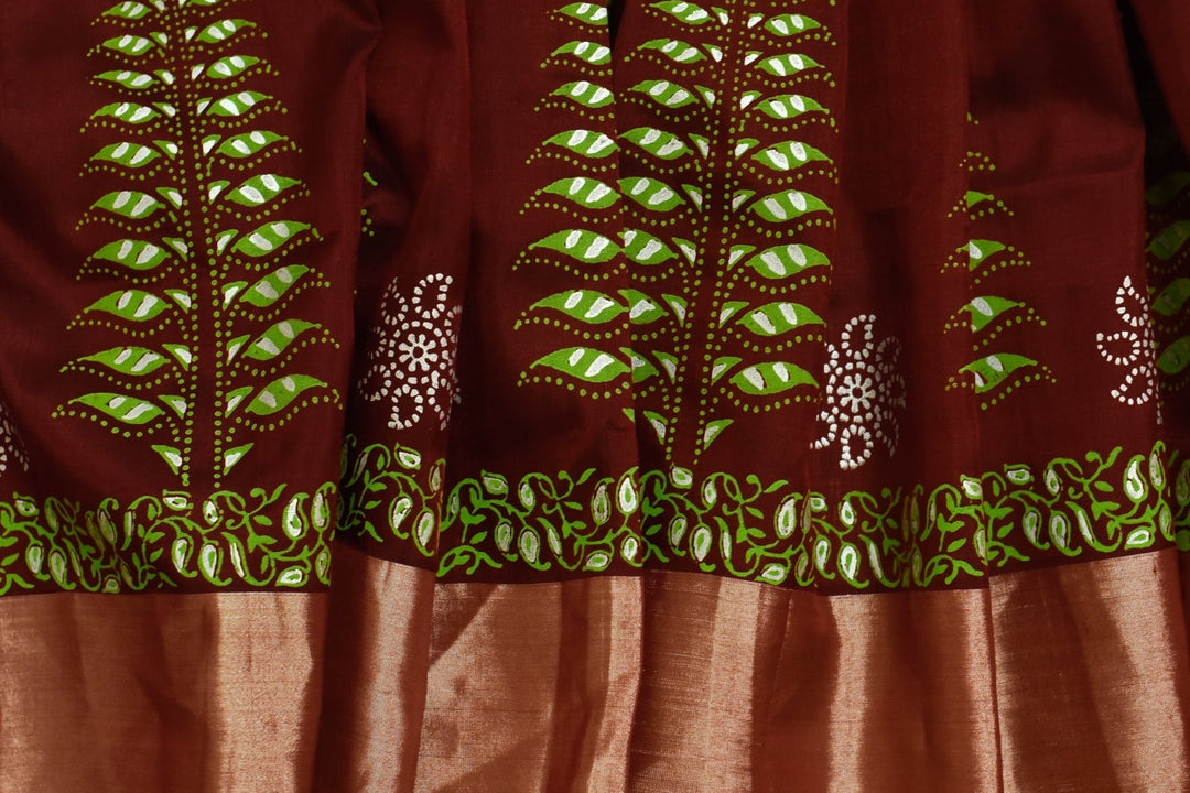 Uppada Silk Garnet Red Silver-zari Jugalbandhi Garnet Garden Saree | SHOBITAM