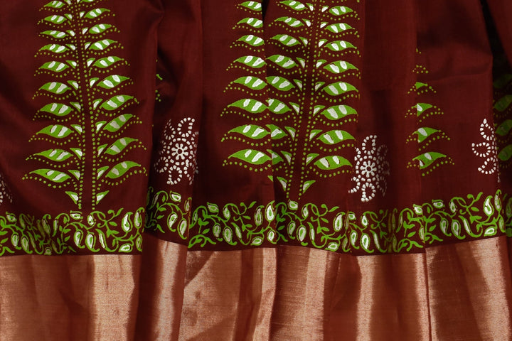 Uppada Silk Garnet Red Silver-zari Jugalbandhi Garnet Garden Saree | SHOBITAM