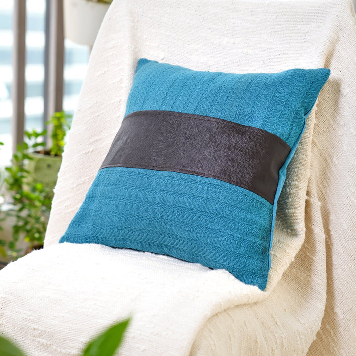 Nilambari Cushion Covers Crystal Teal, 16" x 16", Pack of 2-SHOBITAM