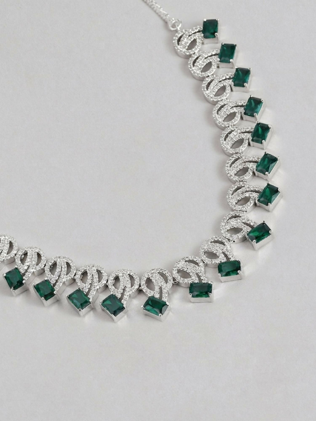 Mesmerizing Silver Plated American Diamond Necklace Set | Shobitam