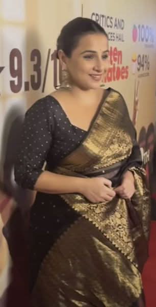 Celebrity Chanderi Silk Saree in Black with Zari chunri Butis and wide zari border