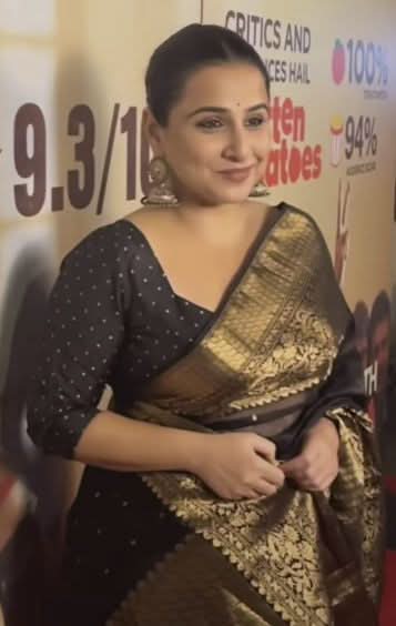Celebrity Chanderi Silk Saree in Black with Zari chunri Butis and wide zari border