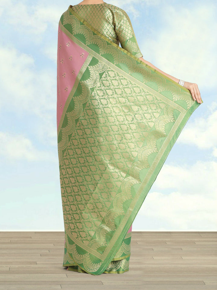 Mauve Pink Color Weaving Semi Banarasi Tissue Silk Saree | SHOBITAM