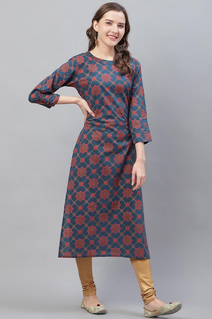 Cotton Printed Simple Daily Wear Kurti | SHOBITAM