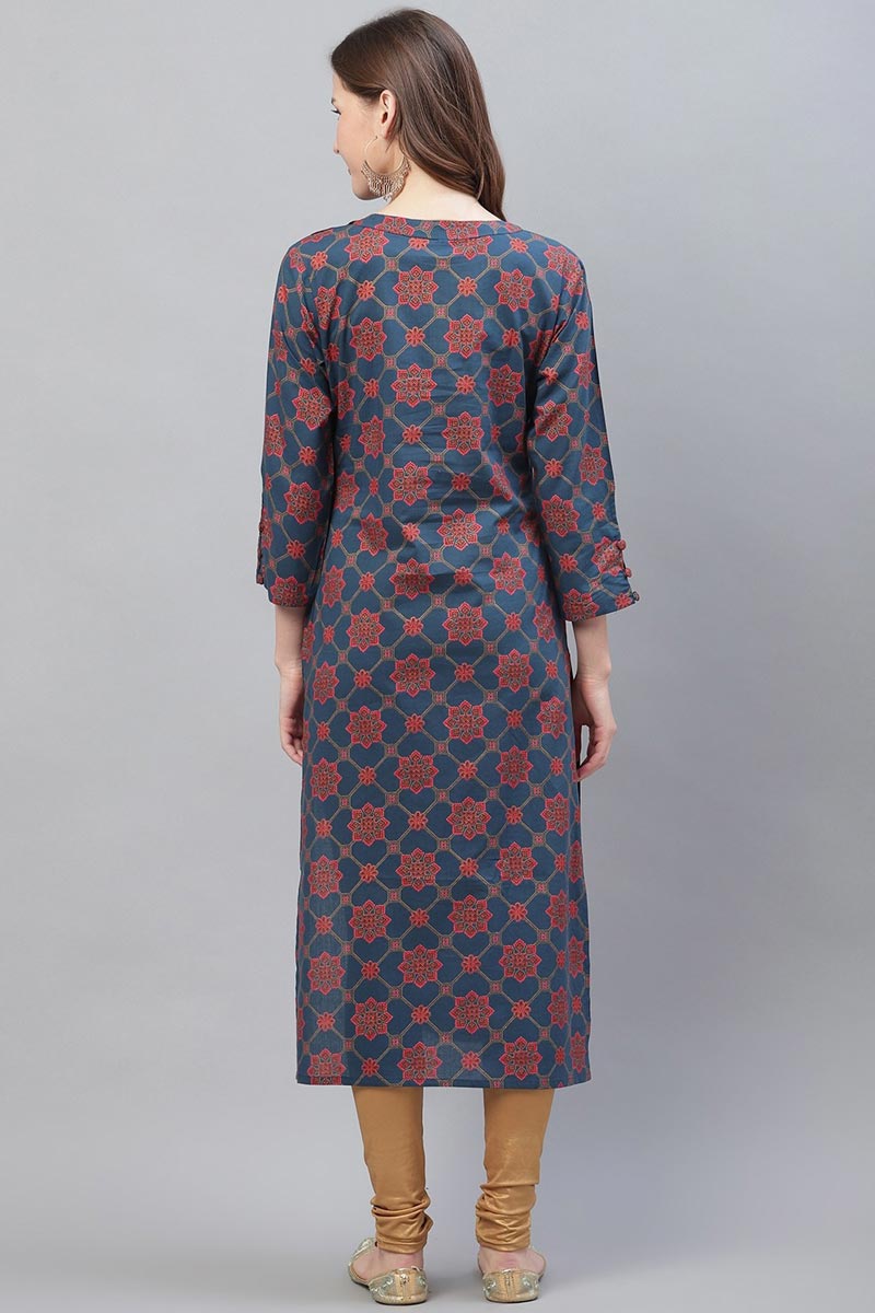 Cotton Printed Simple Daily Wear Kurti | SHOBITAM