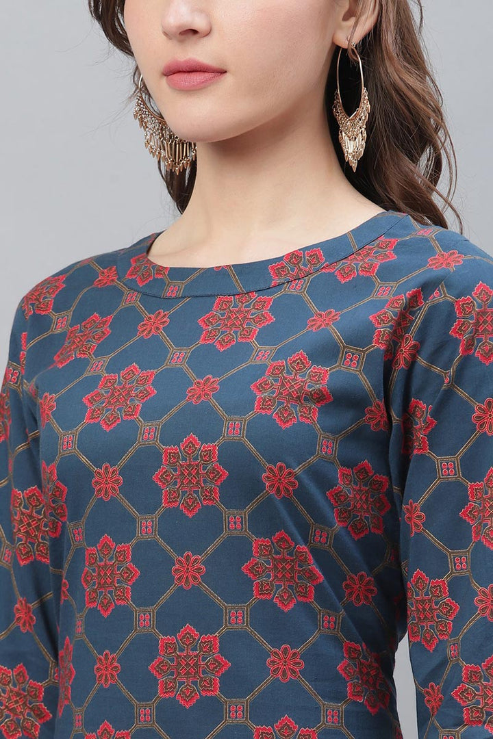 Cotton Printed Simple Daily Wear Kurti | SHOBITAM