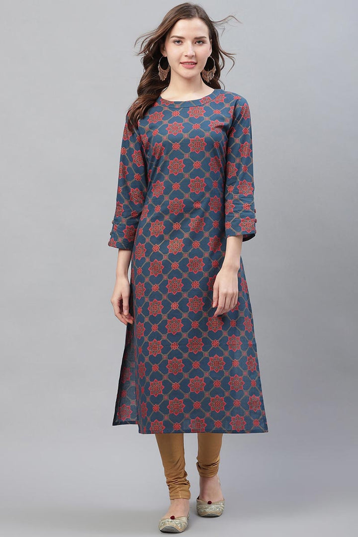 Cotton Printed Simple Daily Wear Kurti | SHOBITAM