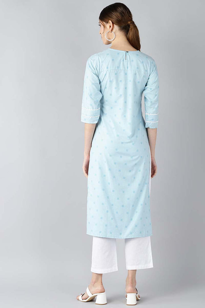 Women Blue Floral Printed Kurta | SHOBITAM