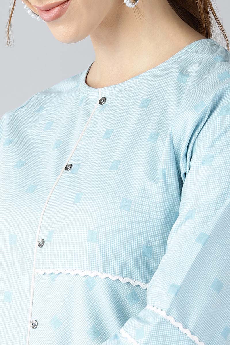 Women Blue Floral Printed Kurta | SHOBITAM