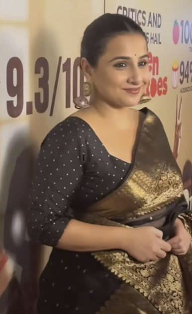Celebrity Chanderi Silk Saree in Black with Zari chunri Butis and wide zari border