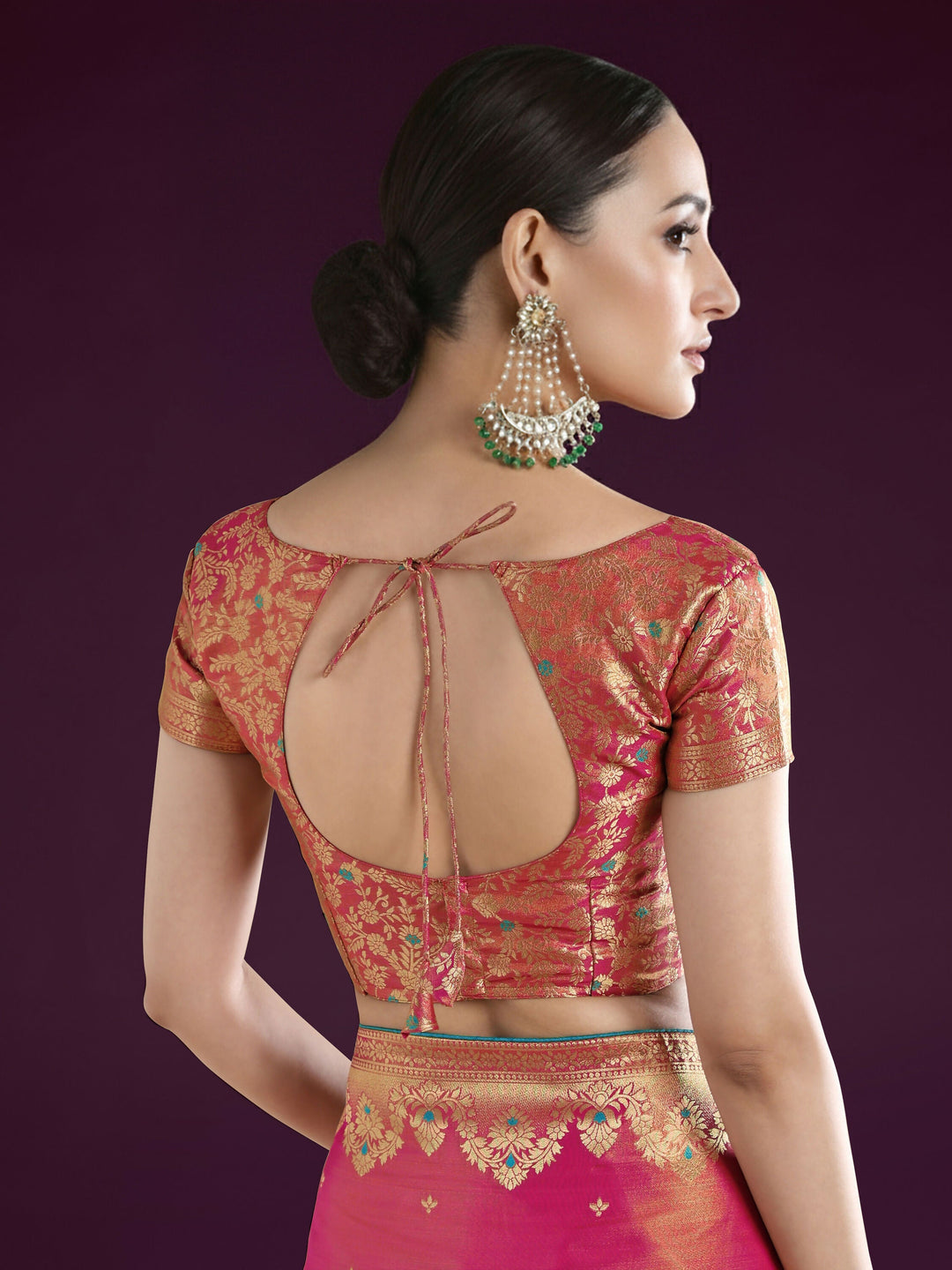 Red Color Paisley Zari Woven Semi Banarasi Tissue Silk Saree  | SHOBITAM