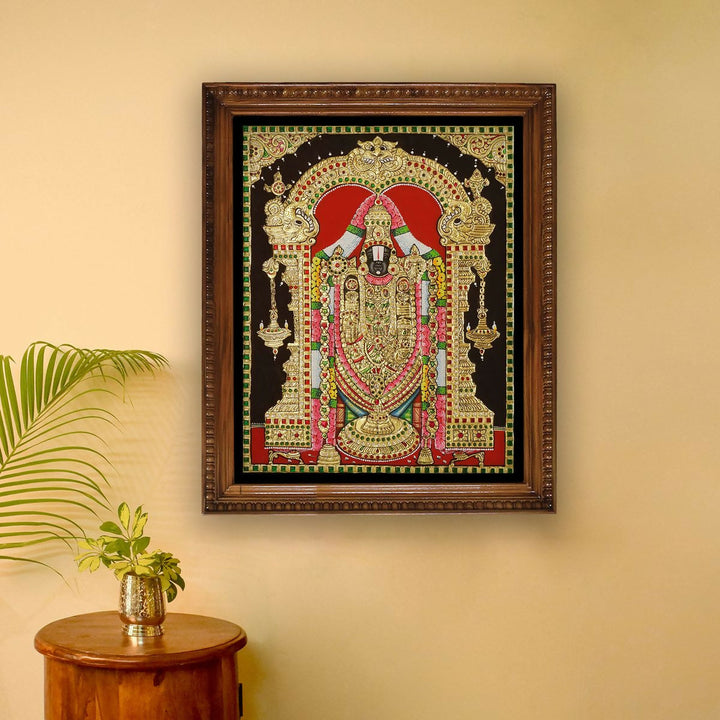16*20" Tanjore Painting Balaji with 22 Ct Gold Foil, Unframed | SHOBITAM