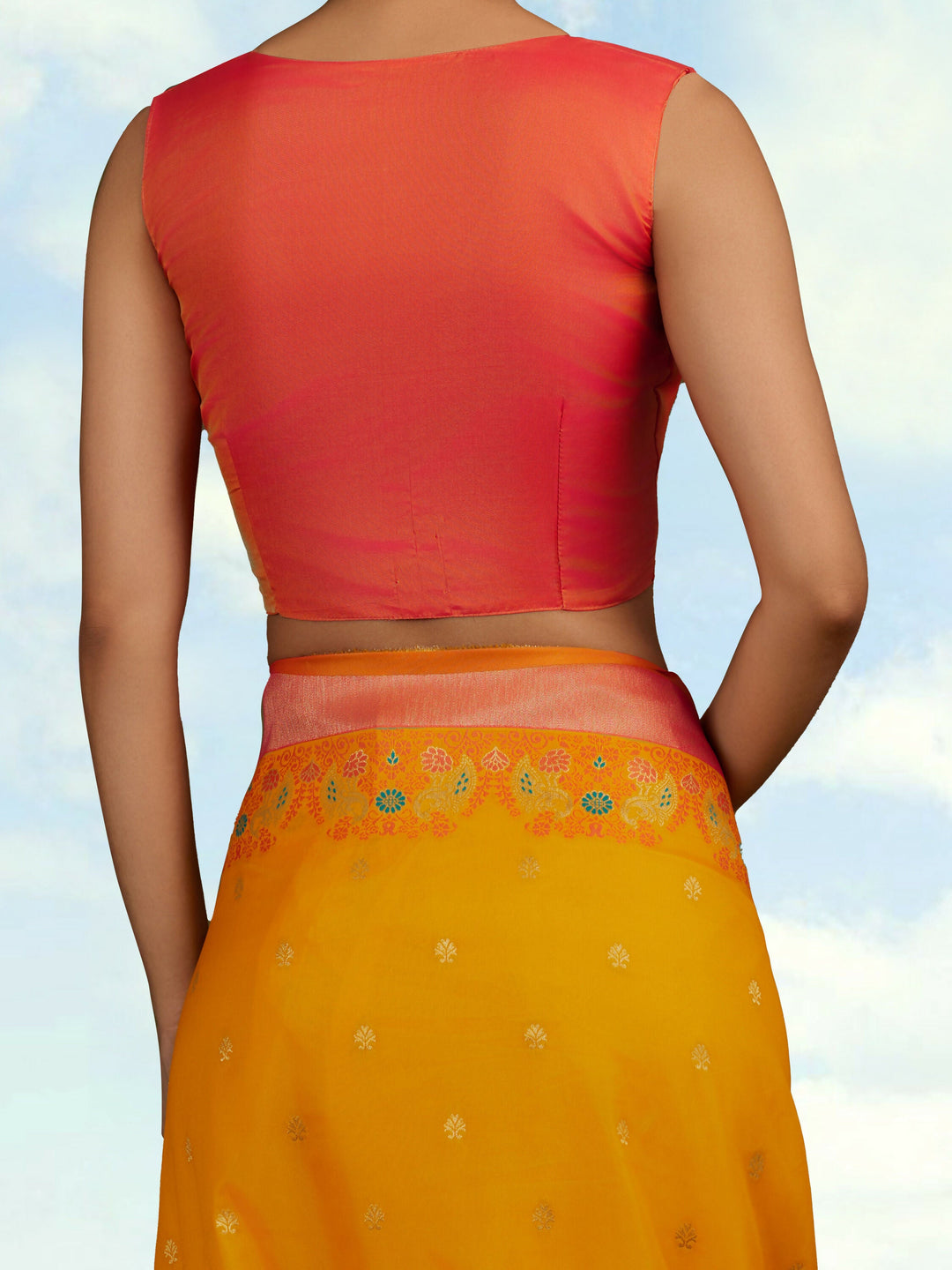 Yellow Banarasi Silk Blend Saree | SHOBITAM