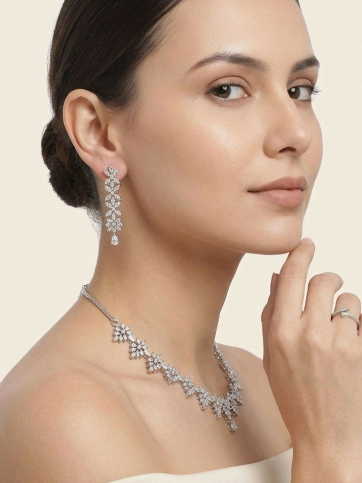Exclusive Silver Plated American Diamond Necklace Combo | SHOBITAM