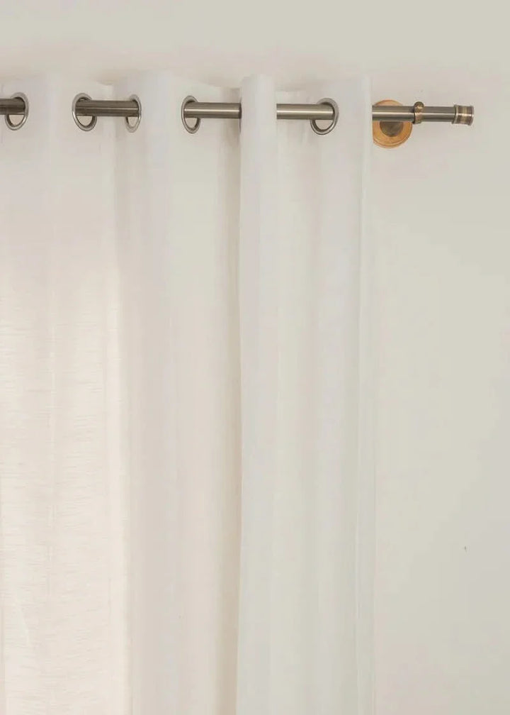 Safed 100% cotton plain curtain - Customizable for size, lining and headers