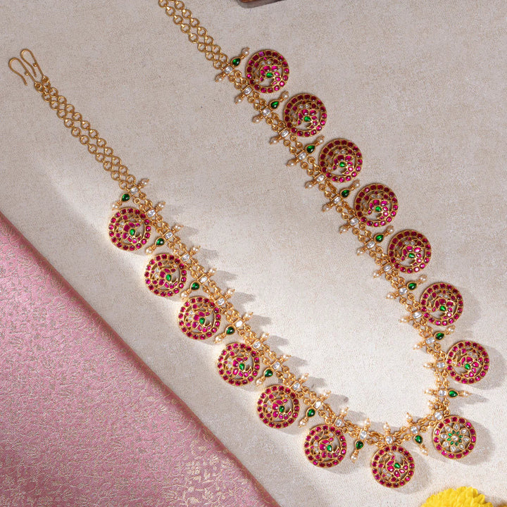 Pure 92.5 Silver, Gold Plated Gulab Kriti Oddiyanam