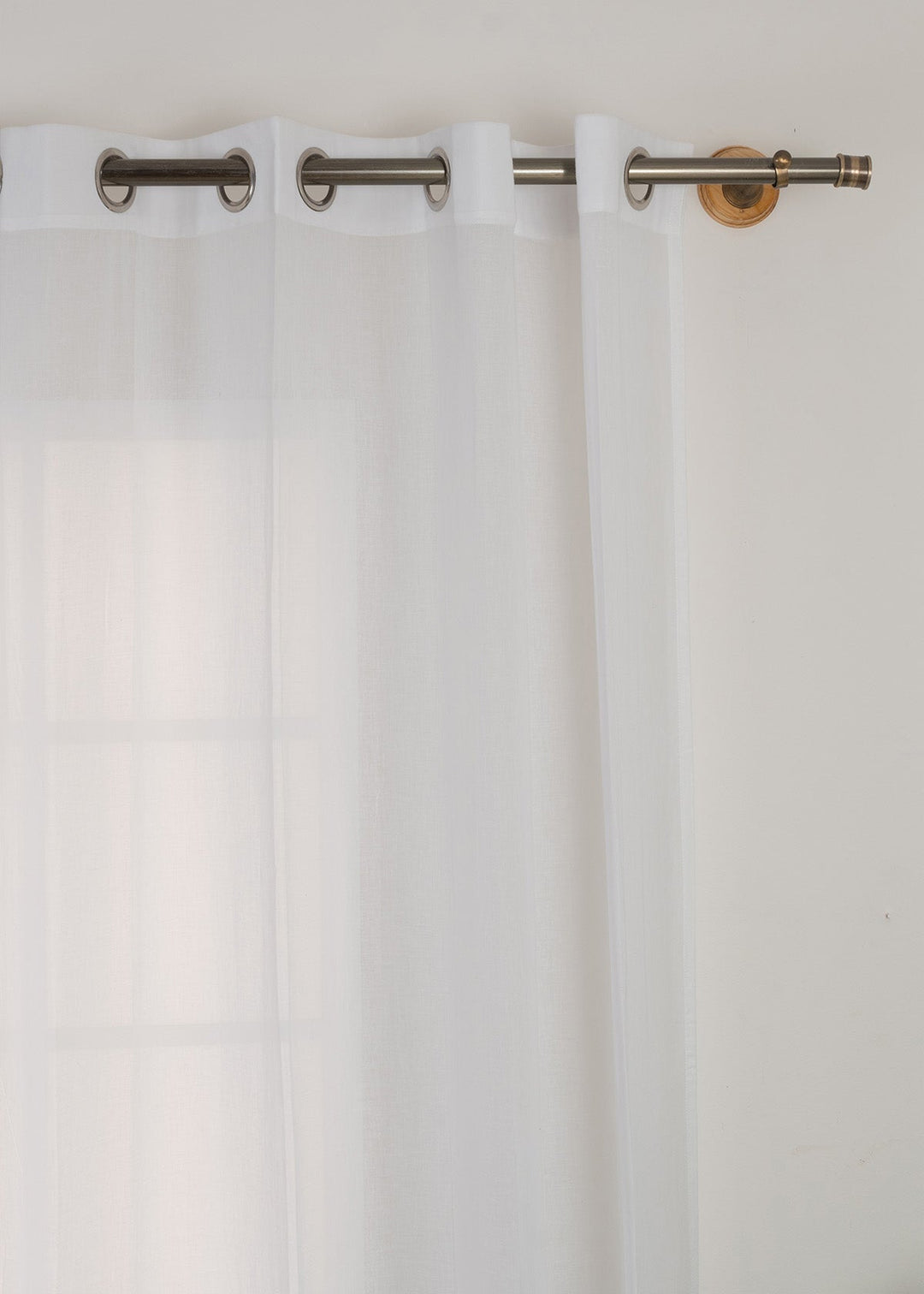 Solid white sheer 100% cotton plain curtain for Living room & bedroom - Light filtering - Single Piece | SHOBITAM