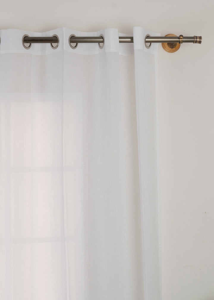 Solid white sheer 100% cotton plain curtain for Living room & bedroom - Light filtering - Single Piece | SHOBITAM