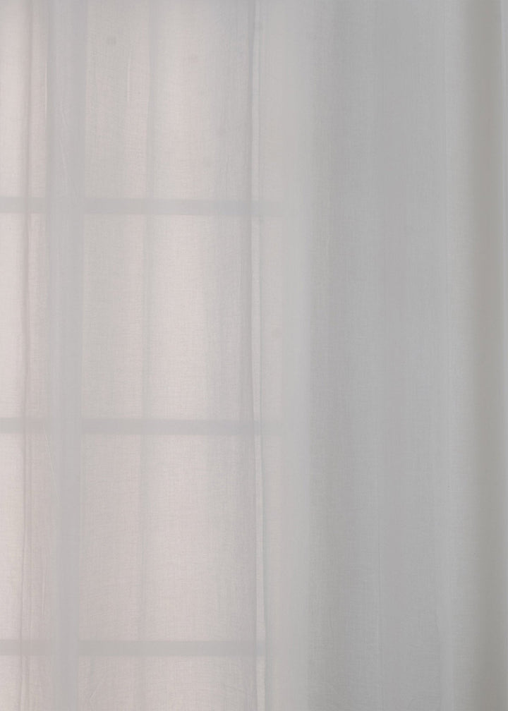 Solid white sheer 100% cotton plain curtain for Living room & bedroom - Light filtering - Single Piece | SHOBITAM