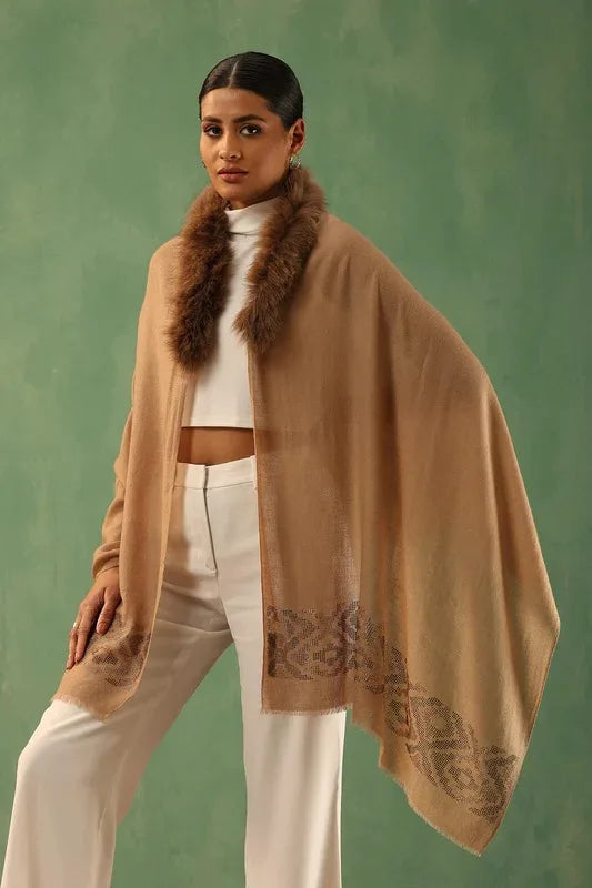 Angira Cashmere Fur Stole | SHOBITAM