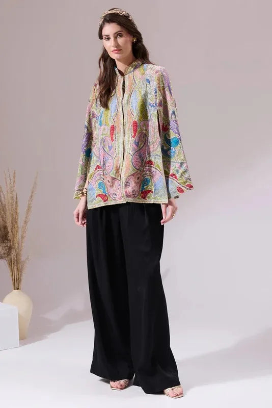 Tapasi Pashmina Blended Embroidery Cape | SHOBITAM