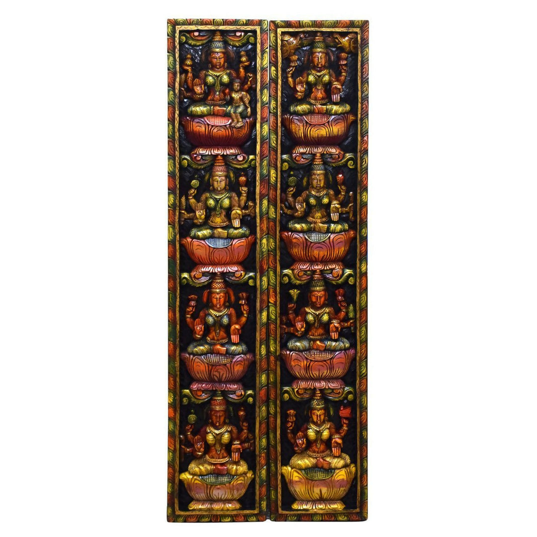 VAAGAI WOOD PAINTED ASHTALAKSHMI SET PANEL 60*24*2 | SHOBITAM