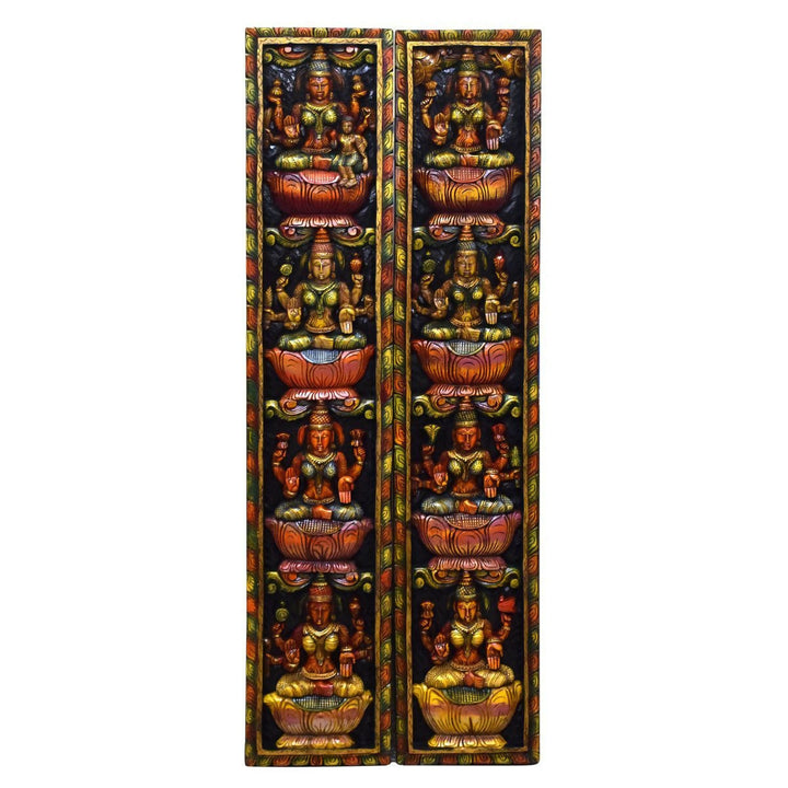 VAAGAI WOOD PAINTED ASHTALAKSHMI SET PANEL 60*24*2 | SHOBITAM