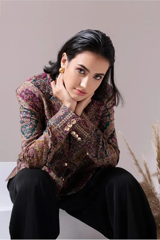 Teertha Fine Wool Silk Blazer for Women | SHOBITAM