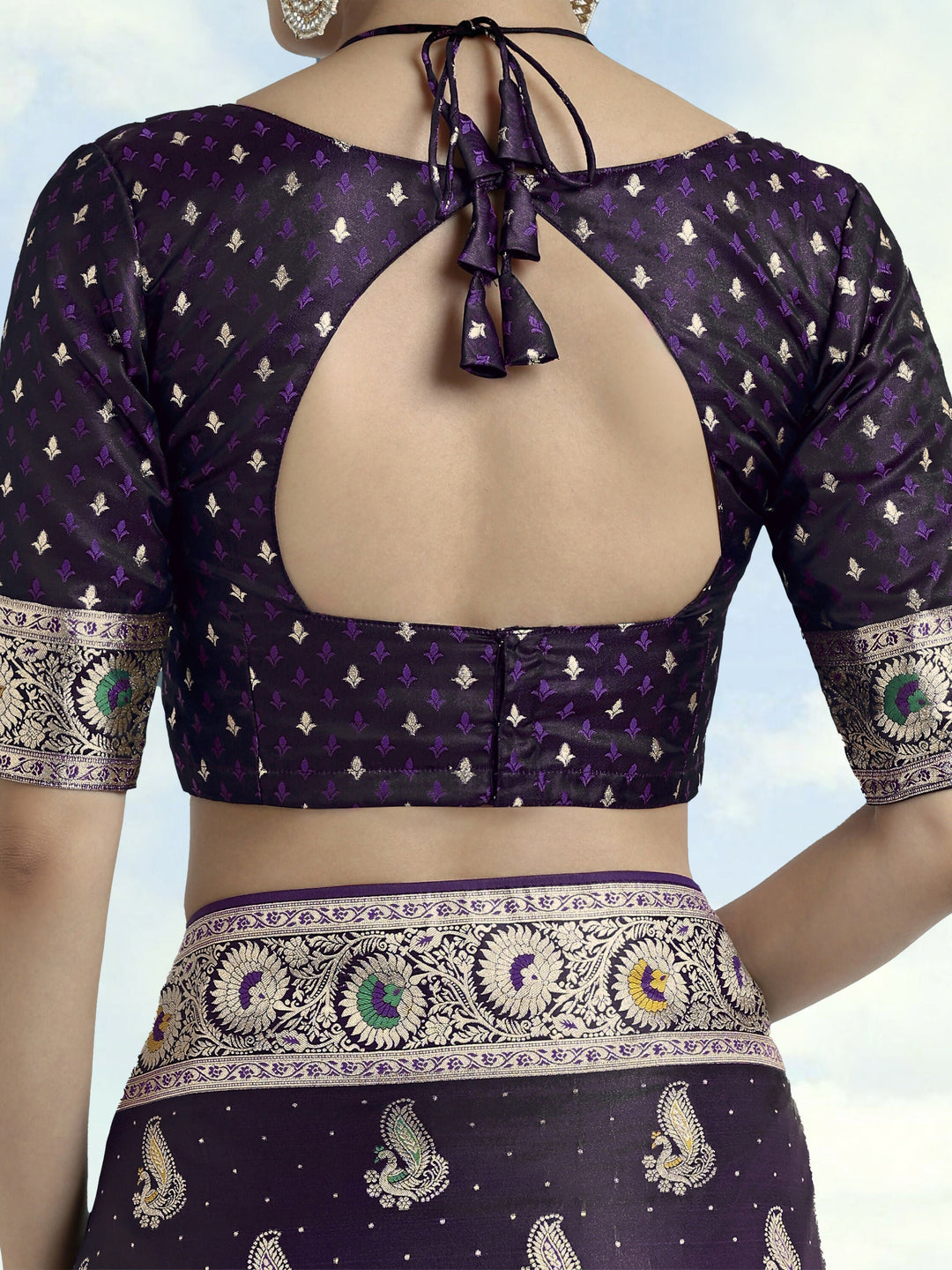 Purple Color Banarasi Satin Silk Zari Weaving Saree | SHOBITAM