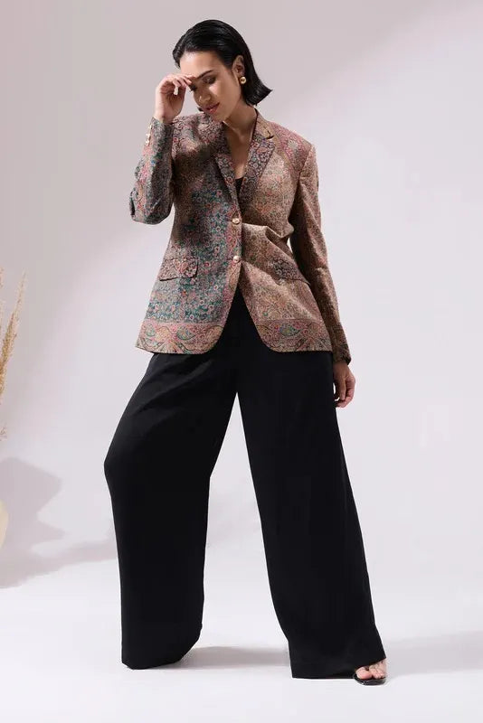 Tashi Fine Wool Silk Blazer for Women | SHOBITAM