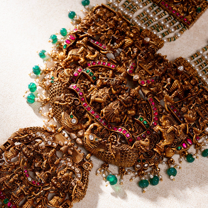 Pure 92.5 Silver Gold-Plated Krishna Raas Leela Haaram