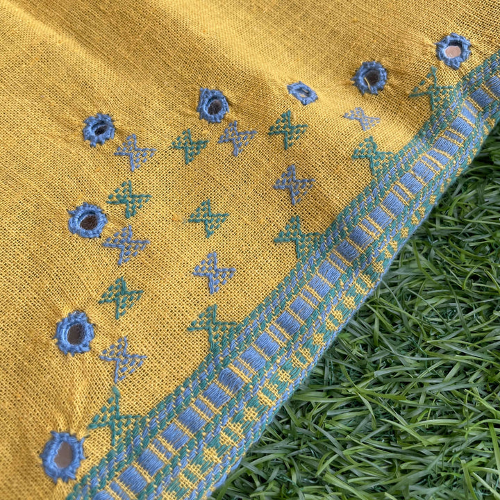 Basant Bhujodi Saree in Kala Cotton | SHOBITAM
