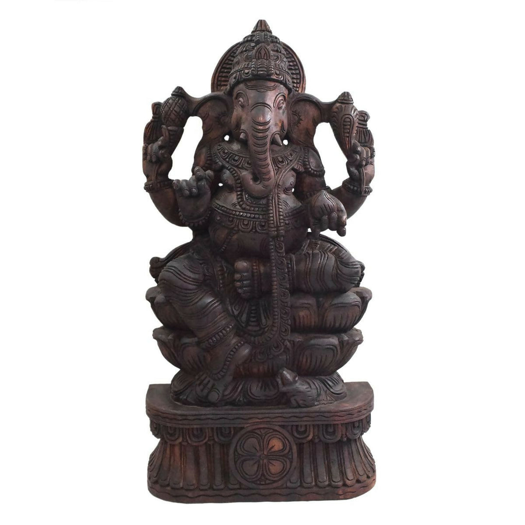 VAAGAI WOOD GANESHA STATUE 36*18*7 | SHOBITAM